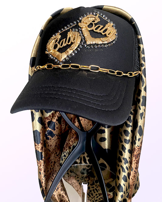 Baby Gold Doorknockers with Gold Animal Print Scarf