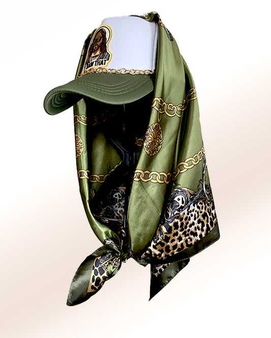 Jesus Peeped with Olive Animal Print Scarf