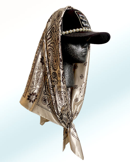 Chocolate and Pearls Black Er'yday with Cookies-n-Cream Paisley Scarf