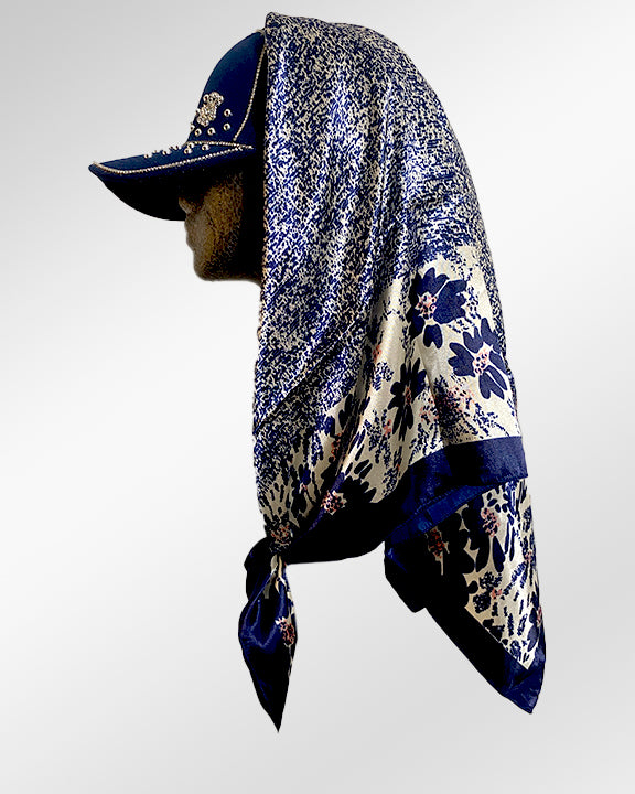 Spoiled Sparkle Bear with Speckled Blue Floral Scarf