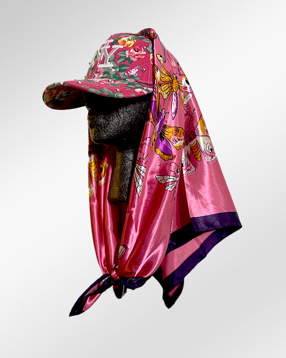 Pearls on Pink NY Floral with Pink Butterflies in Color Scarf