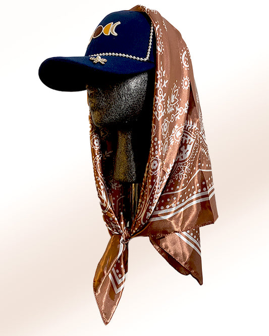 Melanin Moon Phases with Copper Paisley Print Scarf