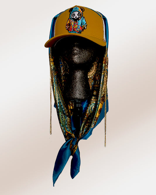 Homeboy Panda with Gold Cuban Link and Sky Blue Blended Paisley