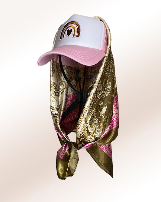 Melanin Rainbow with Vintage Olive & Pink Paisley Scarf