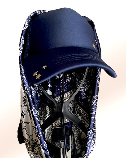 Quiet Luxe with Silver Navy Two-Tone Paisley Scarf