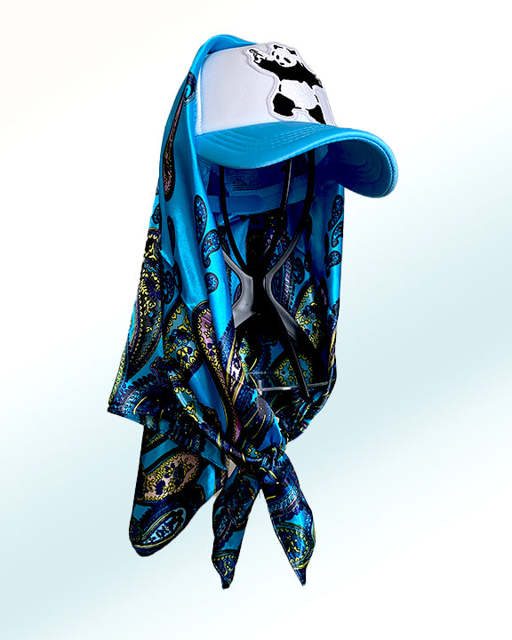Bad Panda with Sky Blue Dream Paisley Scarf