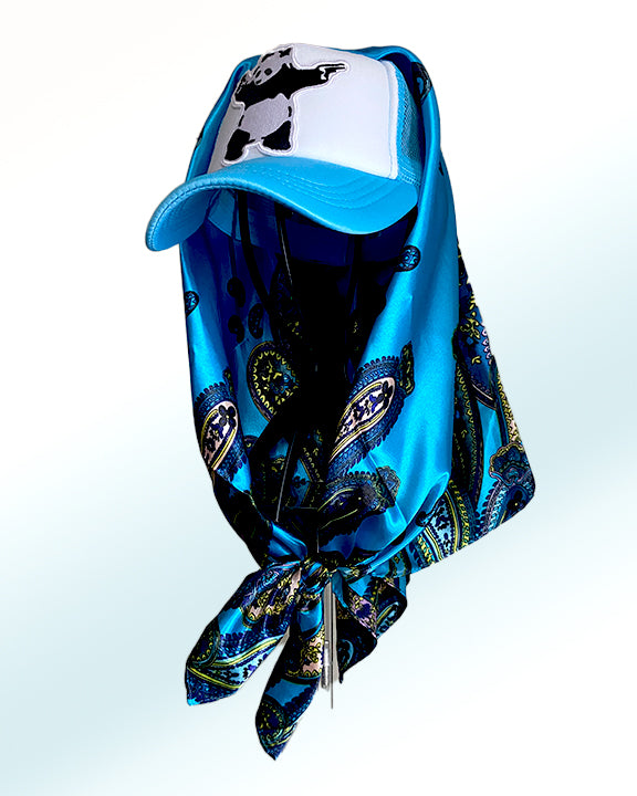 Bad Panda with Sky Blue Dream Paisley Scarf
