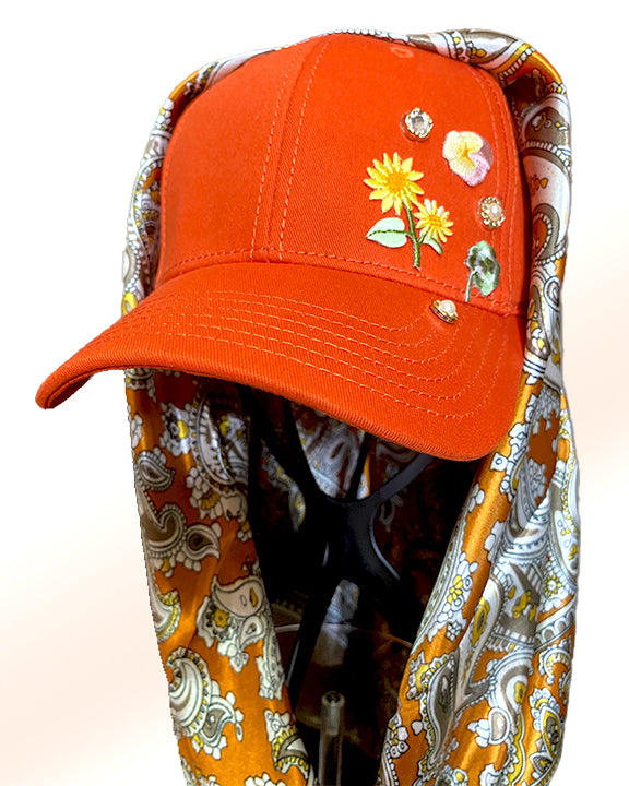 Microblooms Tangerine Cap & Orange Paisley Scarf