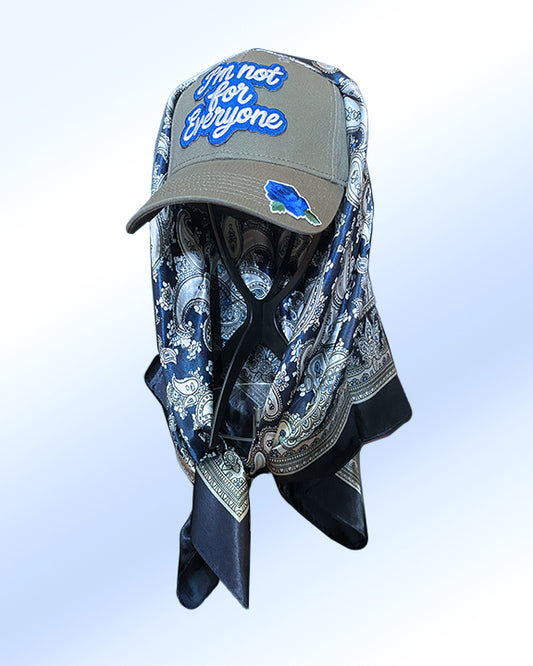 I'm Not For Everyone Blue Rose Grey Cap & Royal Navy Paisley Scarf