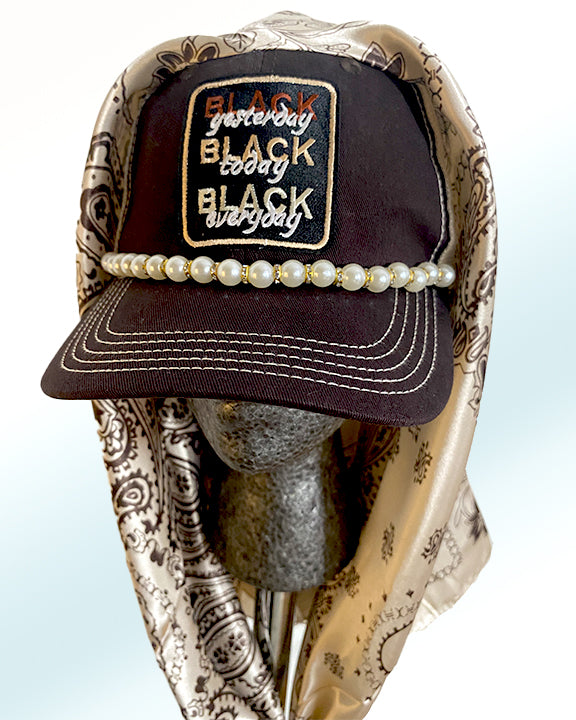 Chocolate and Pearls Black Er'yday with Cookies-n-Cream Paisley Scarf