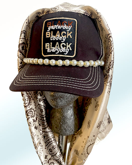 Chocolate and Pearls Black Er'yday with Cookies-n-Cream Paisley Scarf