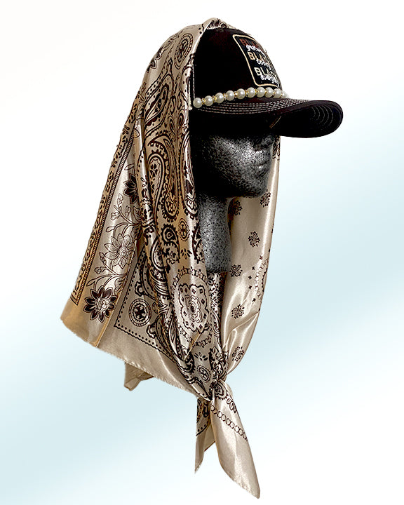 Chocolate and Pearls Black Er'yday with Cookies-n-Cream Paisley Scarf
