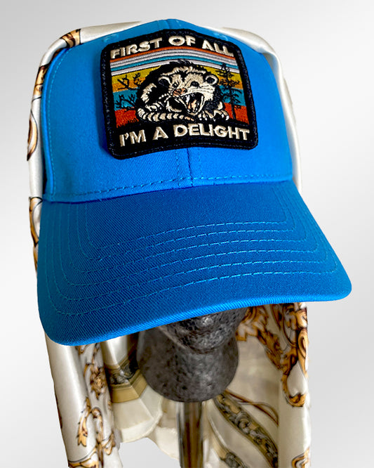 Delightful Blue Cap with Pearly Luxe Scarf