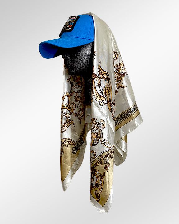 Delightful Blue Cap with Pearly Luxe Scarf