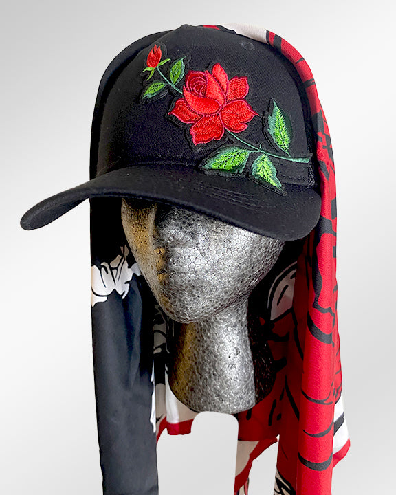 Black Out Rose with Bleeding Rose Scarf