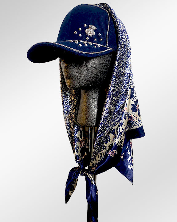 Spoiled Sparkle Bear with Speckled Blue Floral Scarf