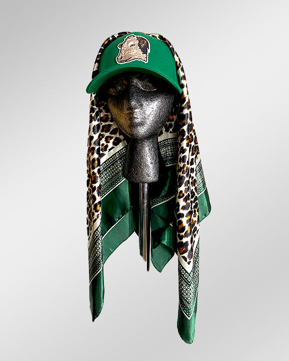 Holy Cow Grass Green with Emerald Cheetah Print Scarf