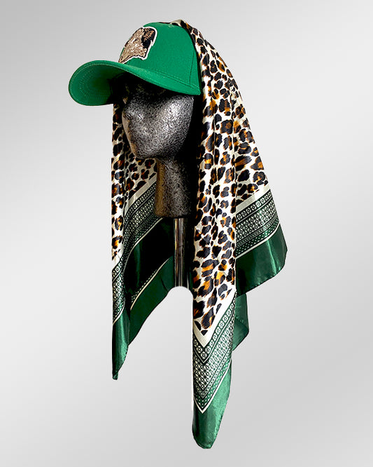 Holy Cow Grass Green with Emerald Cheetah Print Scarf