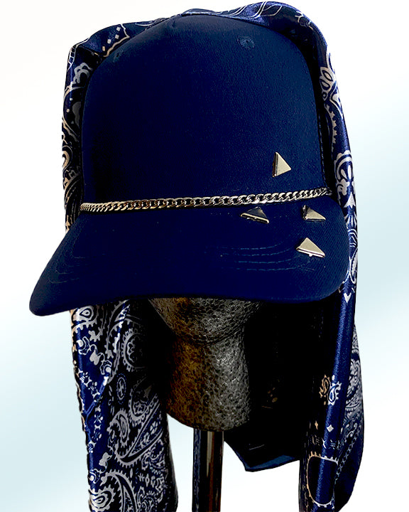 Silver Pyramids on Navy with Royal Navy Paisley