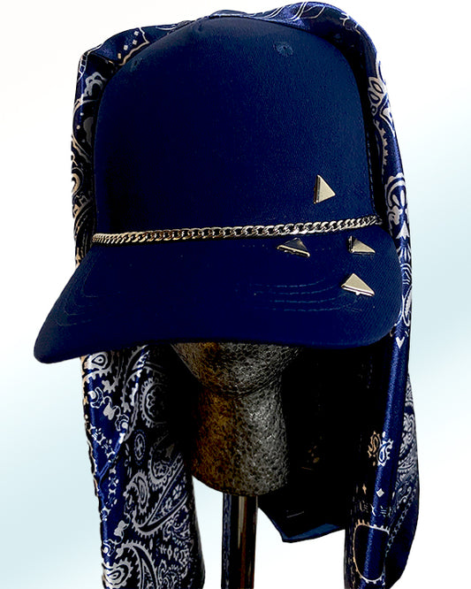 Silver Pyramids on Navy with Royal Navy Paisley
