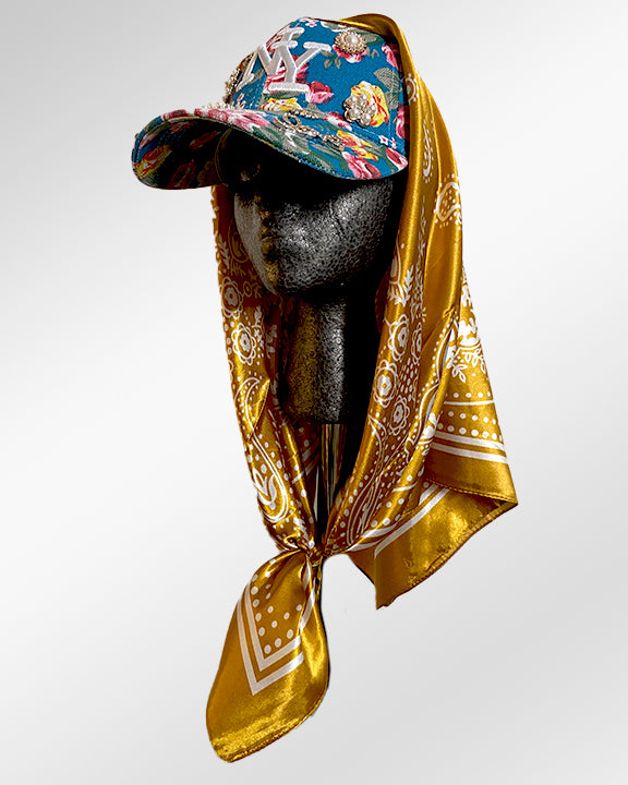 Marigold NY Sky Florals with Bright Mustard Paisley Scarf