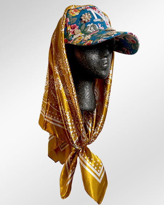 Marigold NY Sky Florals with Bright Mustard Paisley Scarf