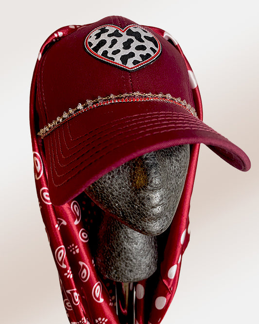Black Cherry Cowprint Heart with Cherry Cola Polka Dot Paisley