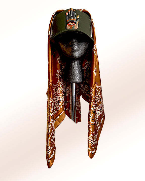 Olive Third Eye Flame with Bronze Paisley Scarf