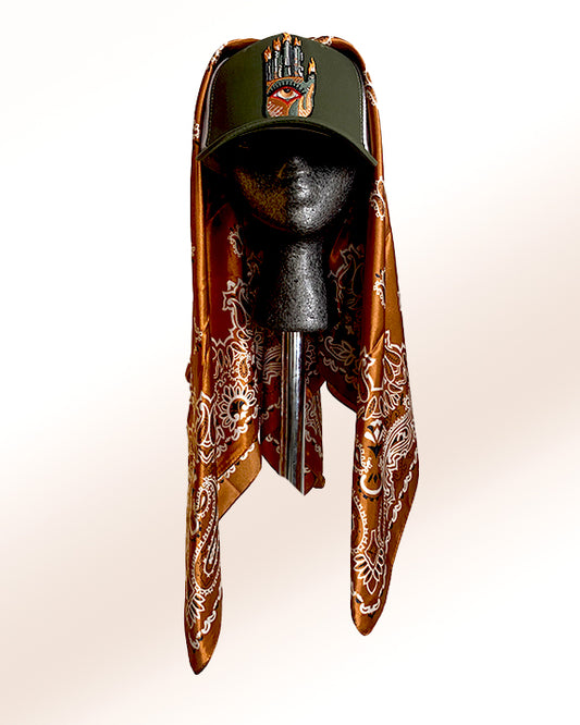 Olive Third Eye Flame with Bronze Paisley Scarf
