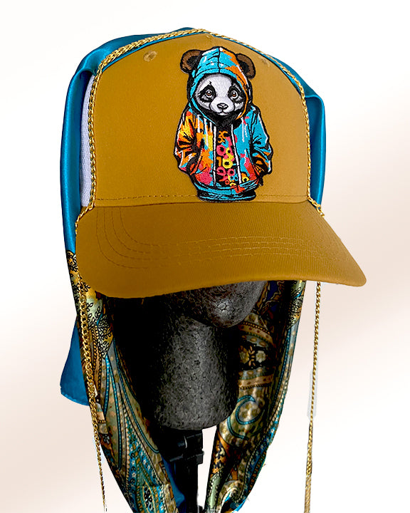 Homeboy Panda with Gold Cuban Link and Sky Blue Blended Paisley