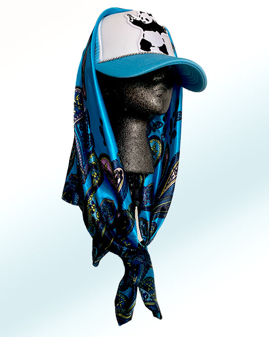 Bad Panda with Sky Blue Dream Paisley Scarf