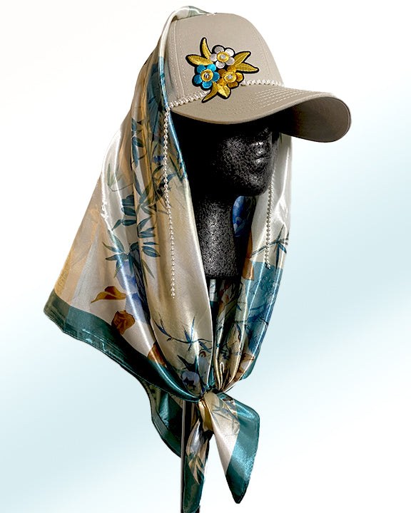 Ivory Serenity with Watercolor Floral Scarf
