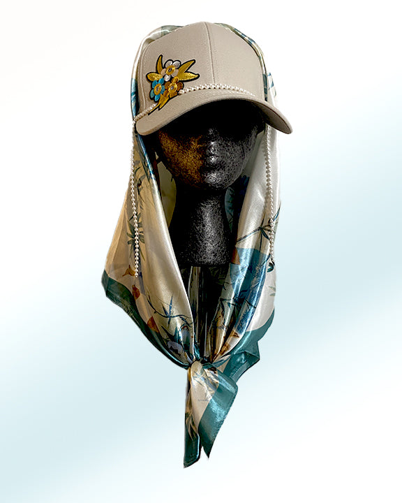 Ivory Serenity with Watercolor Floral Scarf