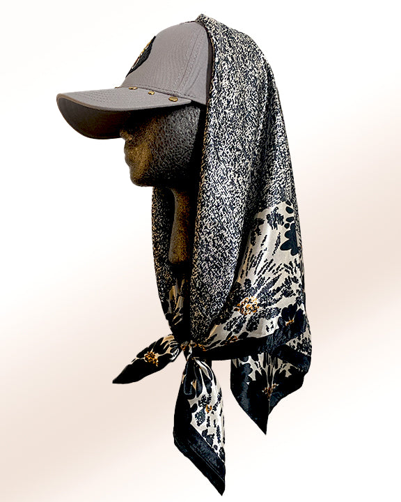 Lip Bite Rebel with Spotted Black Floral Scarf